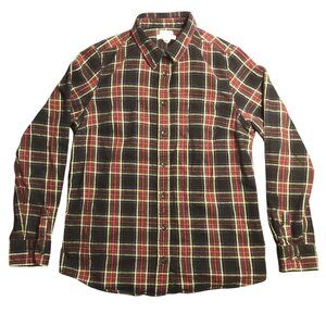 L.L.Bean Mens Shirt Medium Red Plaid Slightly Fitted Long Sleeve Flannel Western